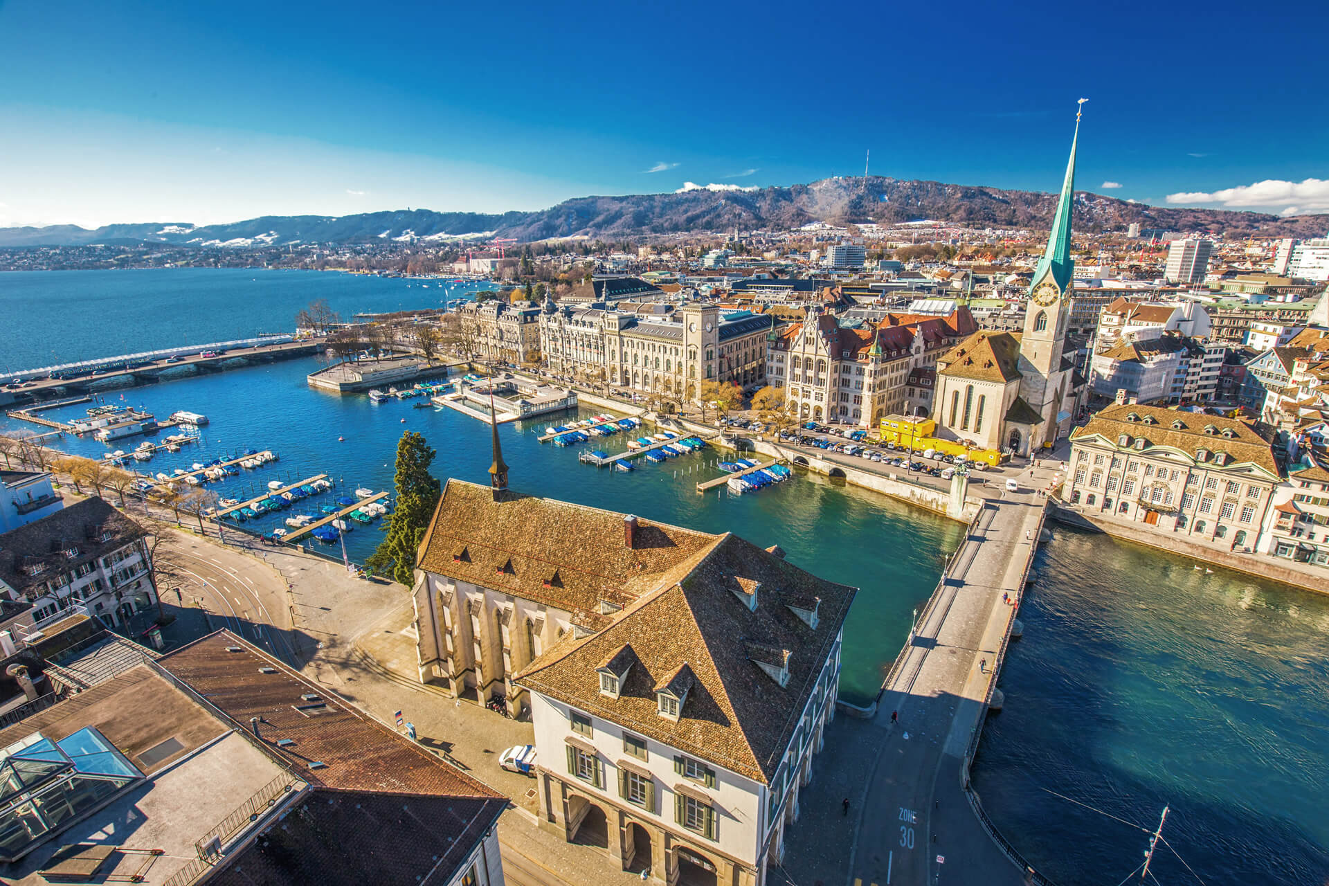 Zurich lake from Grossmunster Church